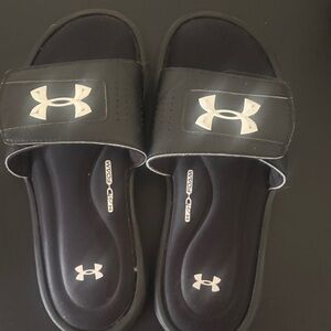 Under Armour Black and White Slide Sandals